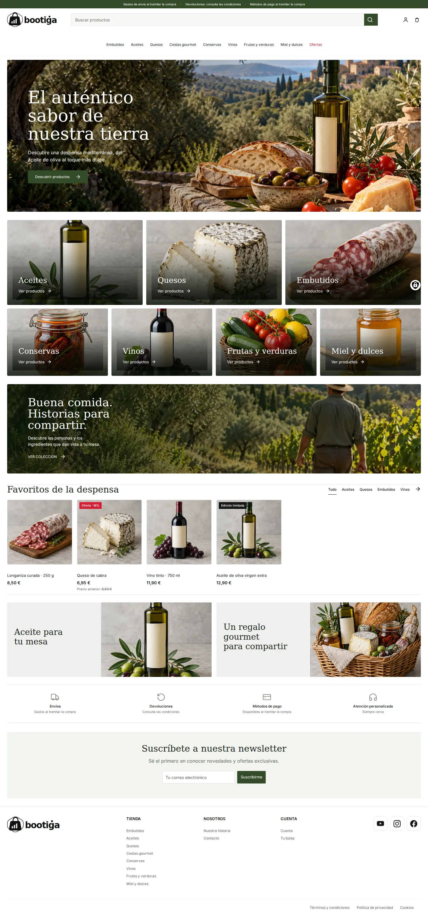 Bootiga Gourmet storefront for artisan food and local products
