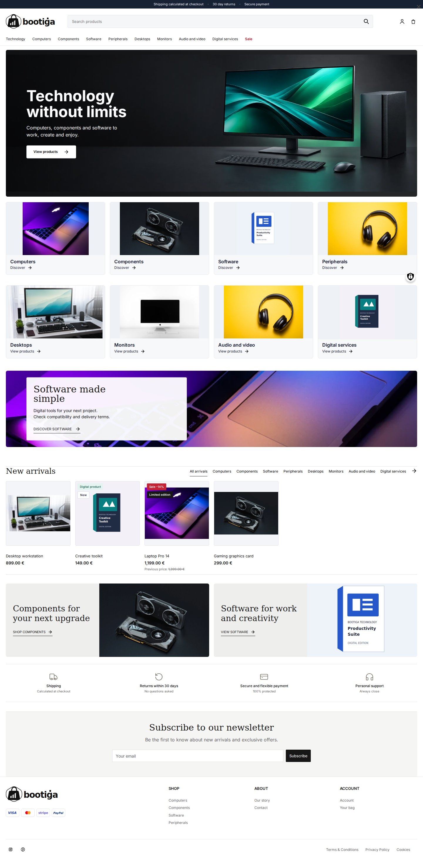 Bootiga Tecno technology store demo